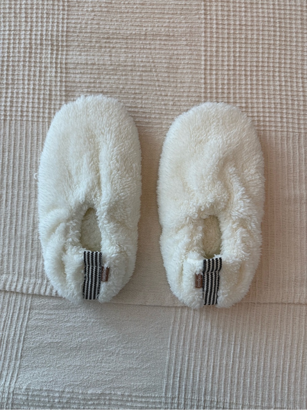 Cream Plush Slip-On Slippers
